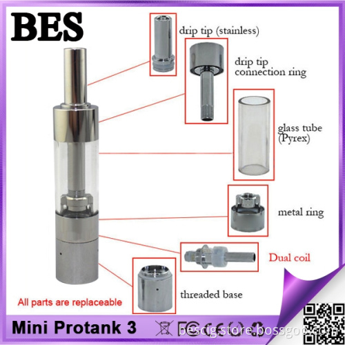 Double Coils and Pyrex Glass Tube Mini Protank 3